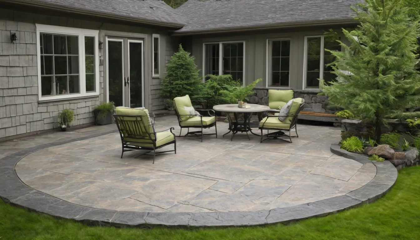 A stamped concrete patio behind a home in Sultan
